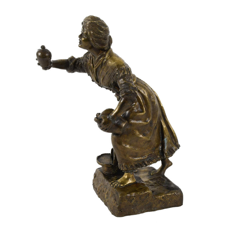 Continental Bronze Sculpture of a Peasant Lady-4