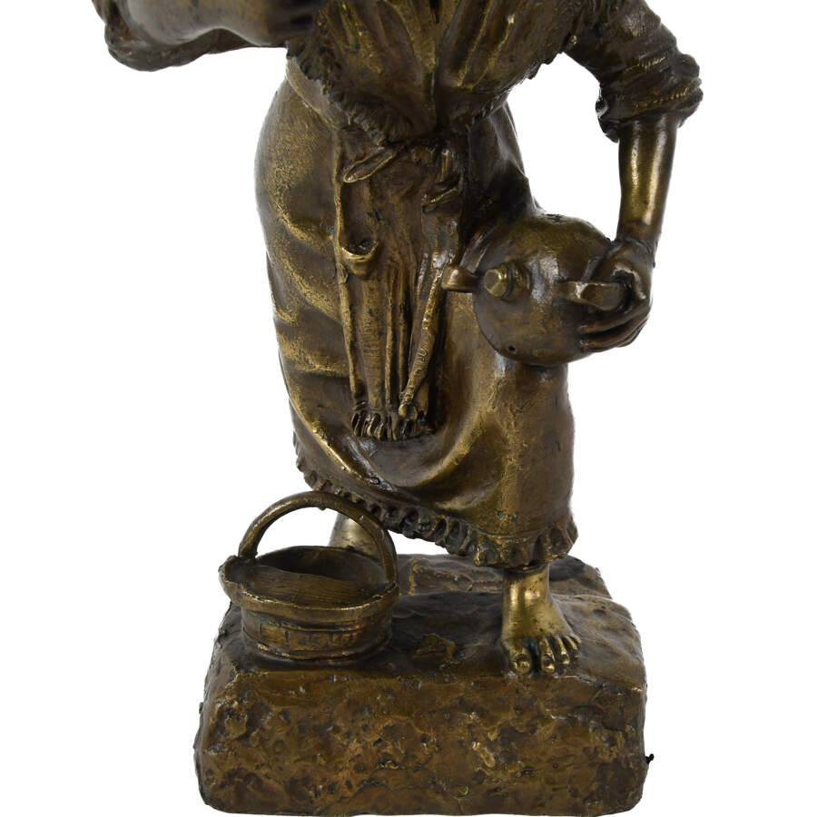 Continental Bronze Sculpture of a Peasant Lady-3