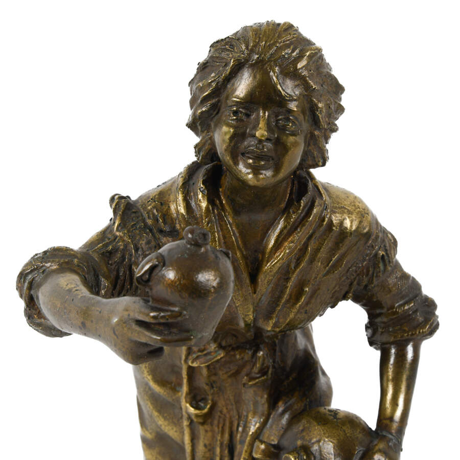 Continental Bronze Sculpture of a Peasant Lady-2