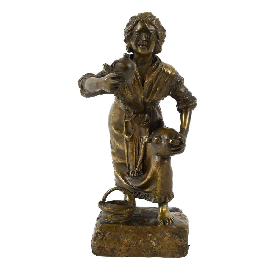 Continental Bronze Sculpture of a Peasant Lady-1