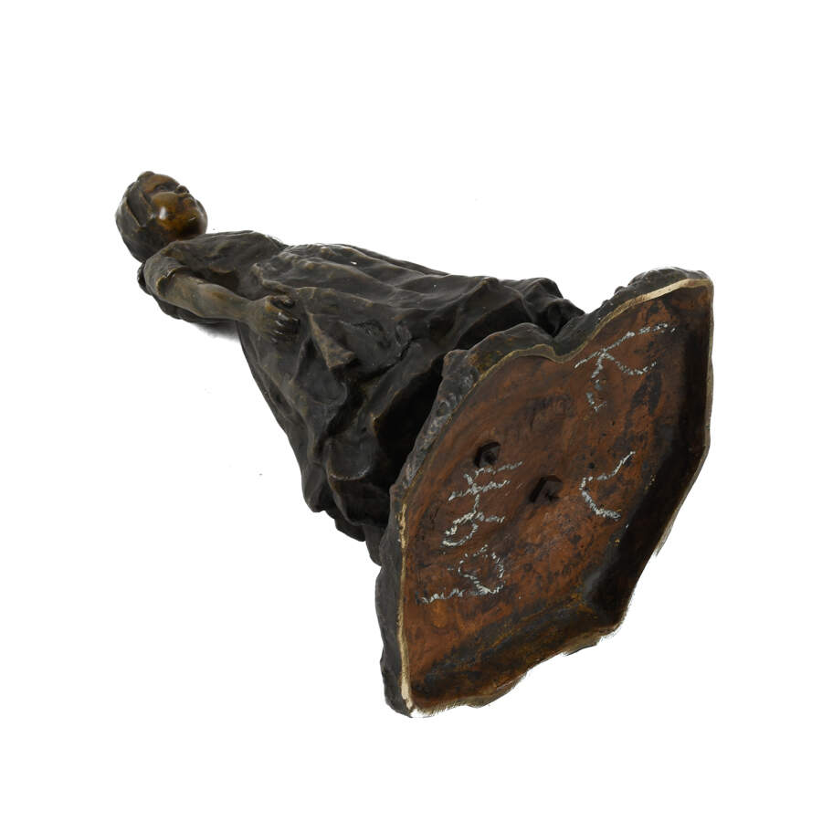 Signed Bronze Dutch Girl Sculpture-7