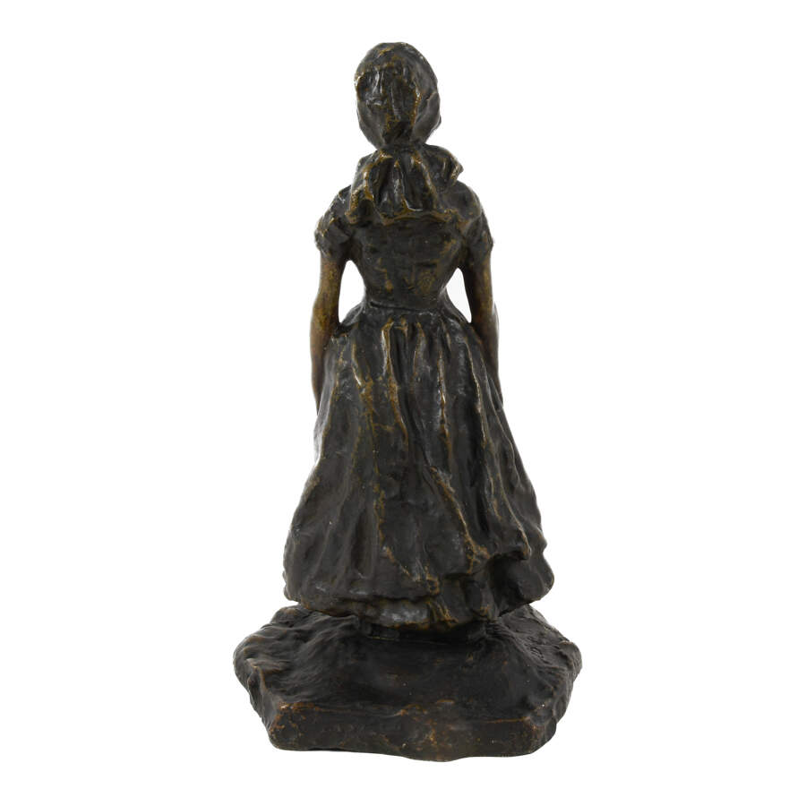 Signed Bronze Dutch Girl Sculpture-5