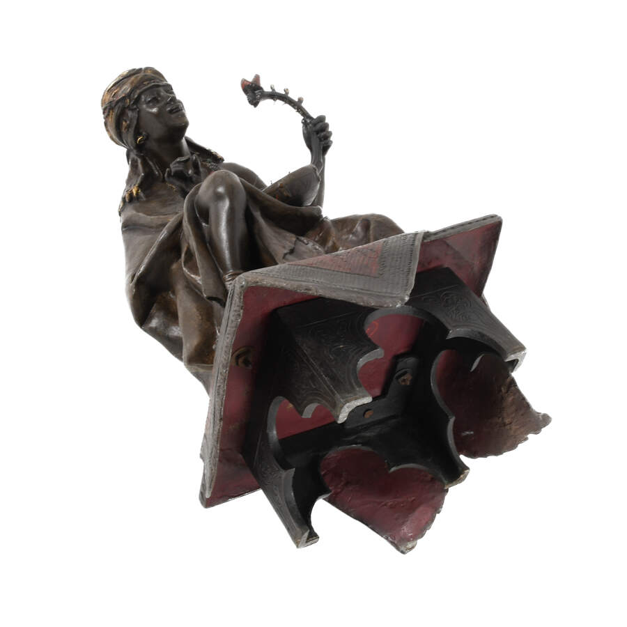 Orientalist Vienna Bronze Statue of a Musician Signed by Arthur Waagen-8