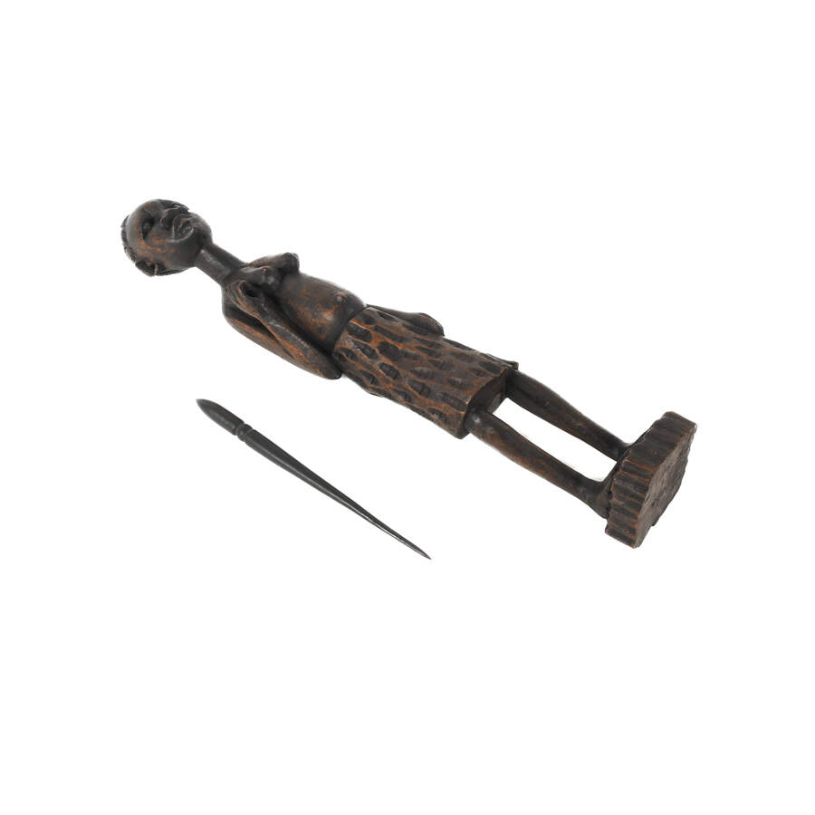 African Mali Carved Wood Woman Statue-8