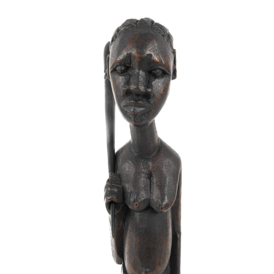 African Mali Carved Wood Woman Statue-2