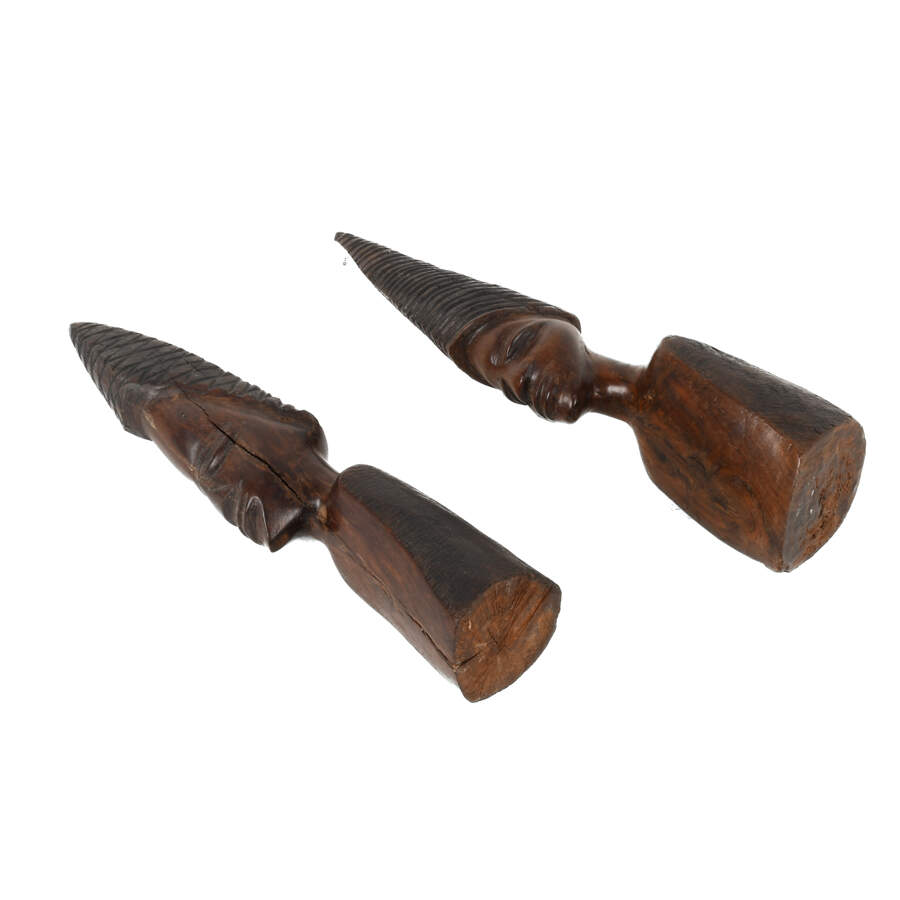 Pair of New Guinea Carved Wood Statues-8
