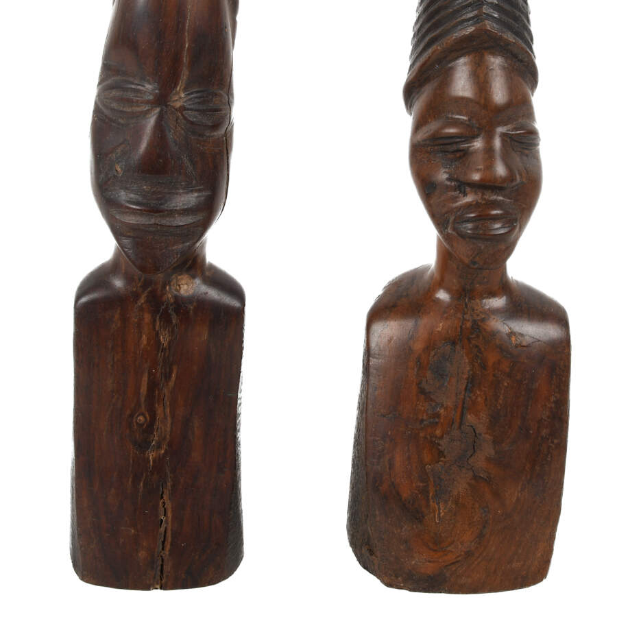 Pair of New Guinea Carved Wood Statues-4