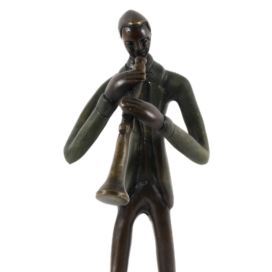 Bronze Jazzman Playing the Horn Sculpture-4