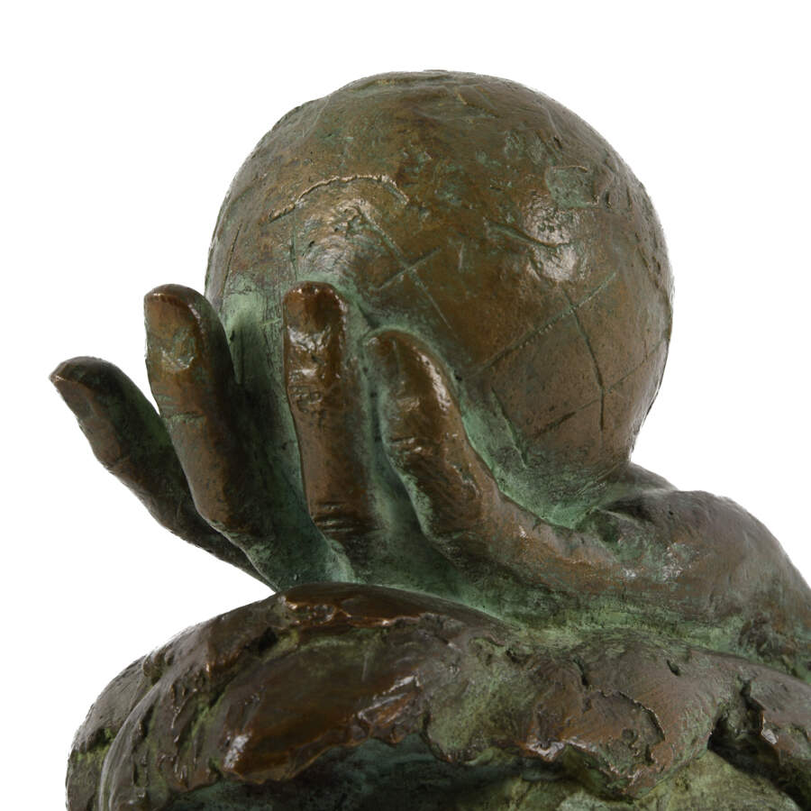 Mara Dominioni's Bronze World and Hand Sculpture-4