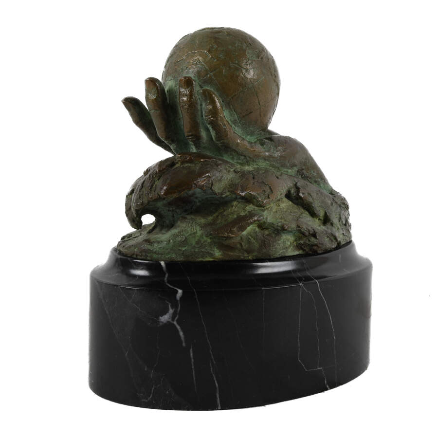 Mara Dominioni's Bronze World and Hand Sculpture-3