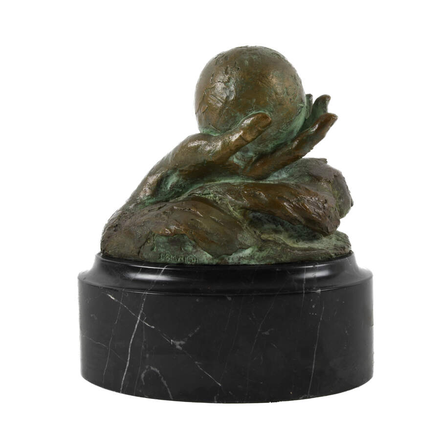 Mara Dominioni's Bronze World and Hand Sculpture-1