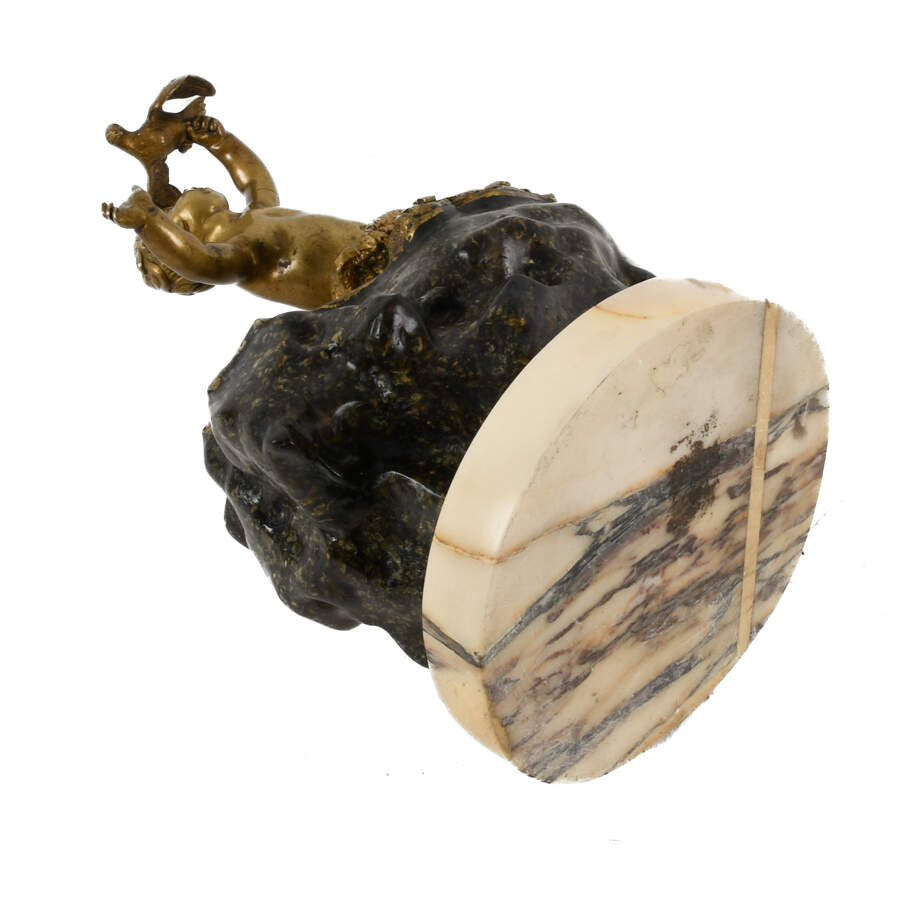 Bronze and Marble Cherub Sculpture-8