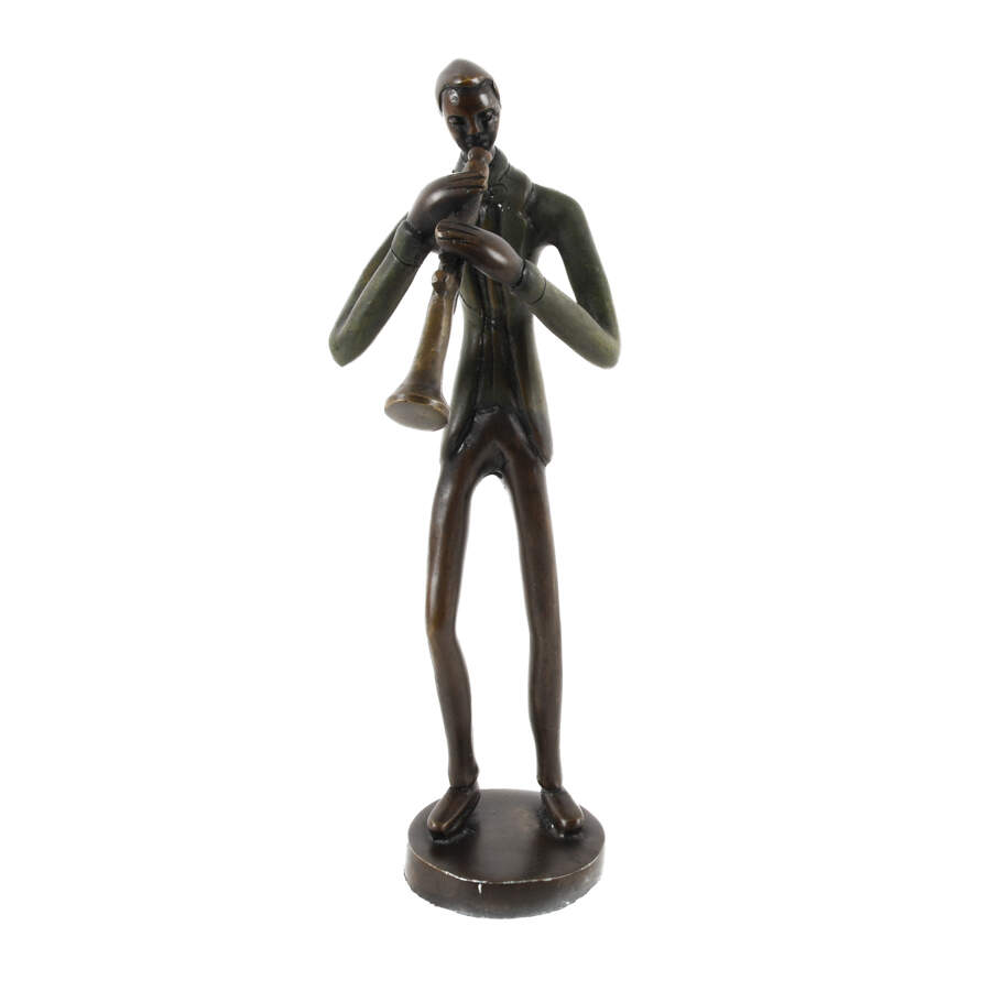 Bronze Jazzman Playing the Horn Sculpture-1