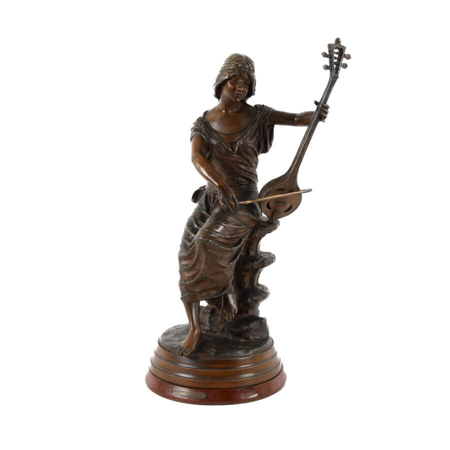 Spelter Egyptienne No. 1 Statue By Georges Charles Coudray-1