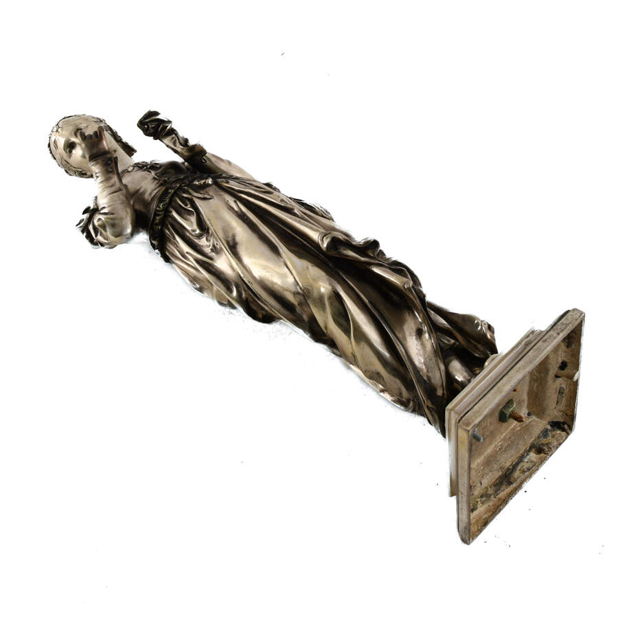 Antique Silver-Plated Bronze Madian Statue by Adrien E. Gaudez-8