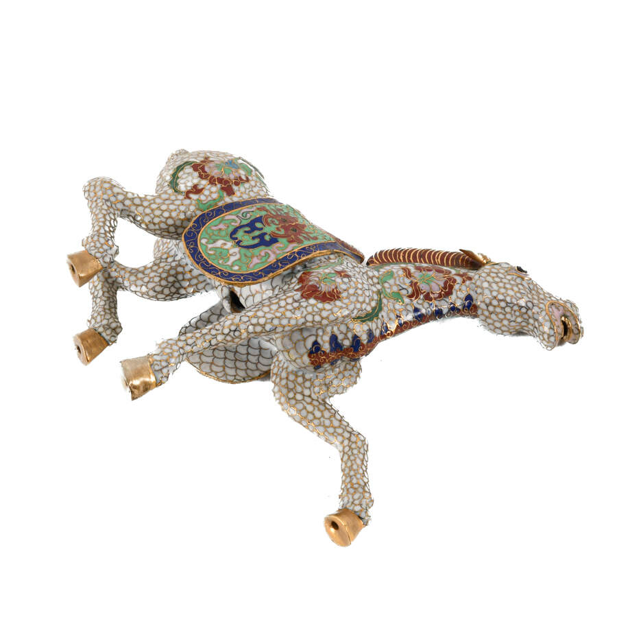 Chinese Cloisonné Tang Horse Statue-8