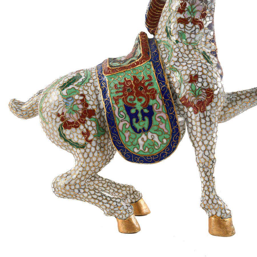 Chinese Cloisonné Tang Horse Statue-3