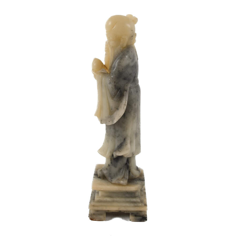 Hand-Carved Soapstone Shouxing Longevity Statue-4