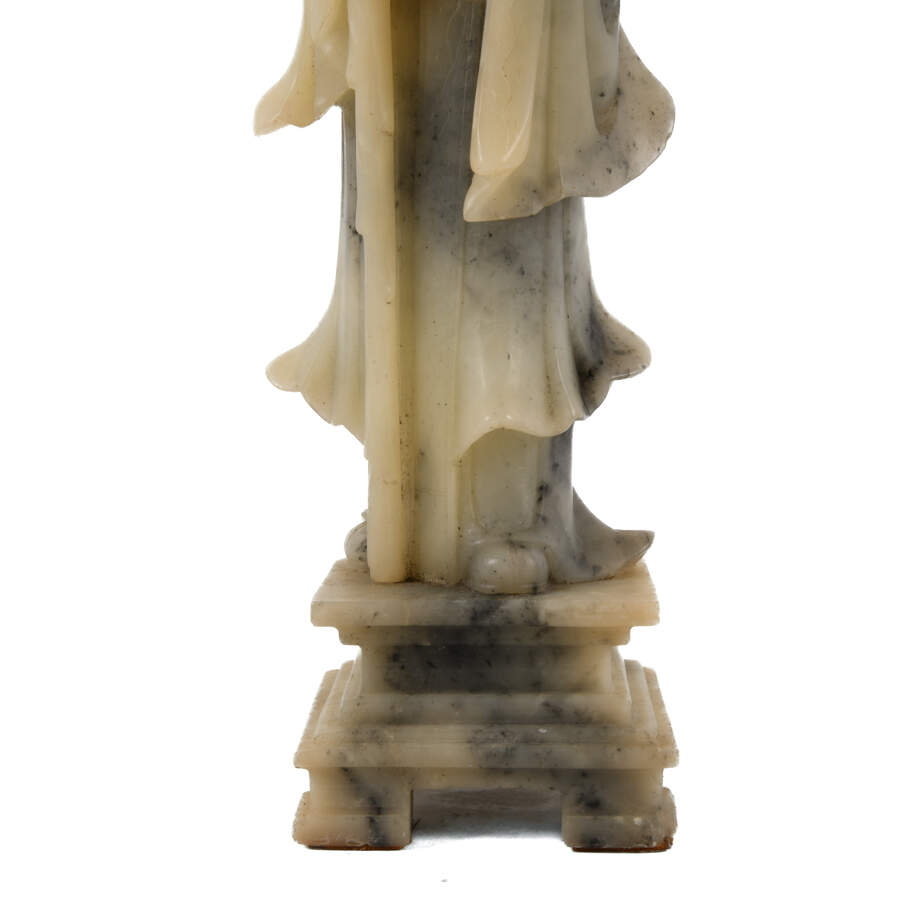 Hand-Carved Soapstone Shouxing Longevity Statue-3