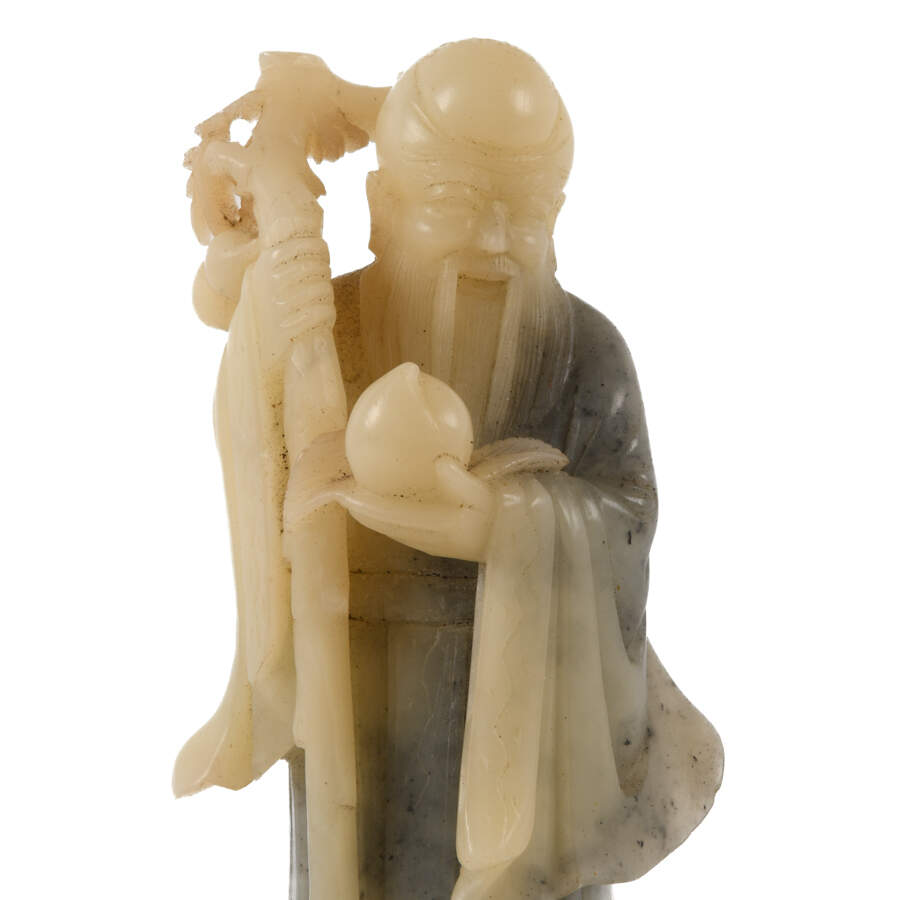Hand-Carved Soapstone Shouxing Longevity Statue-2
