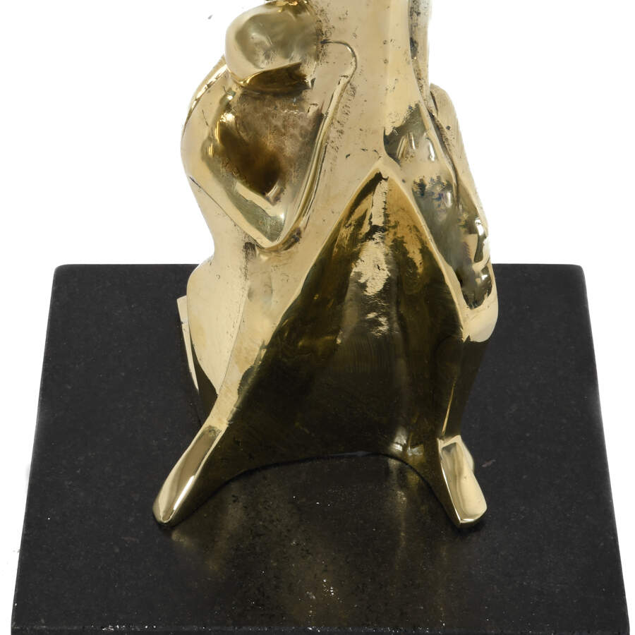 Loving Couple Brass Sculpture Grouping on a Marble Base-5