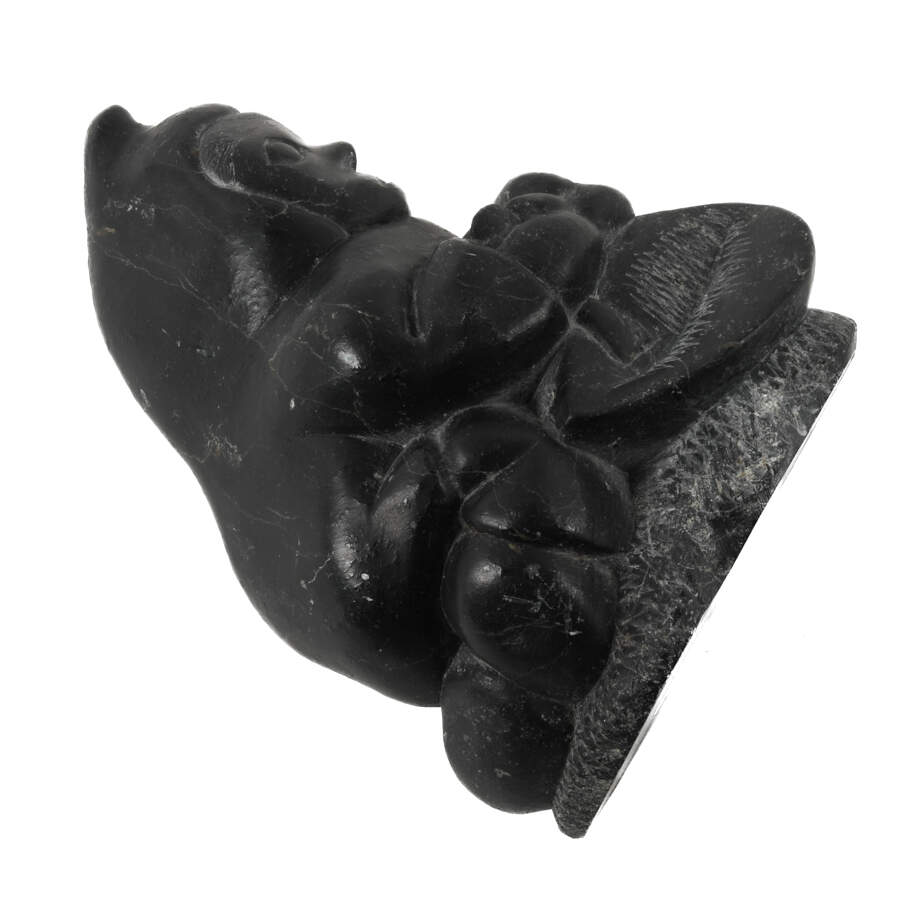 Carved Inuit Kneeling Eskimo Statue-7