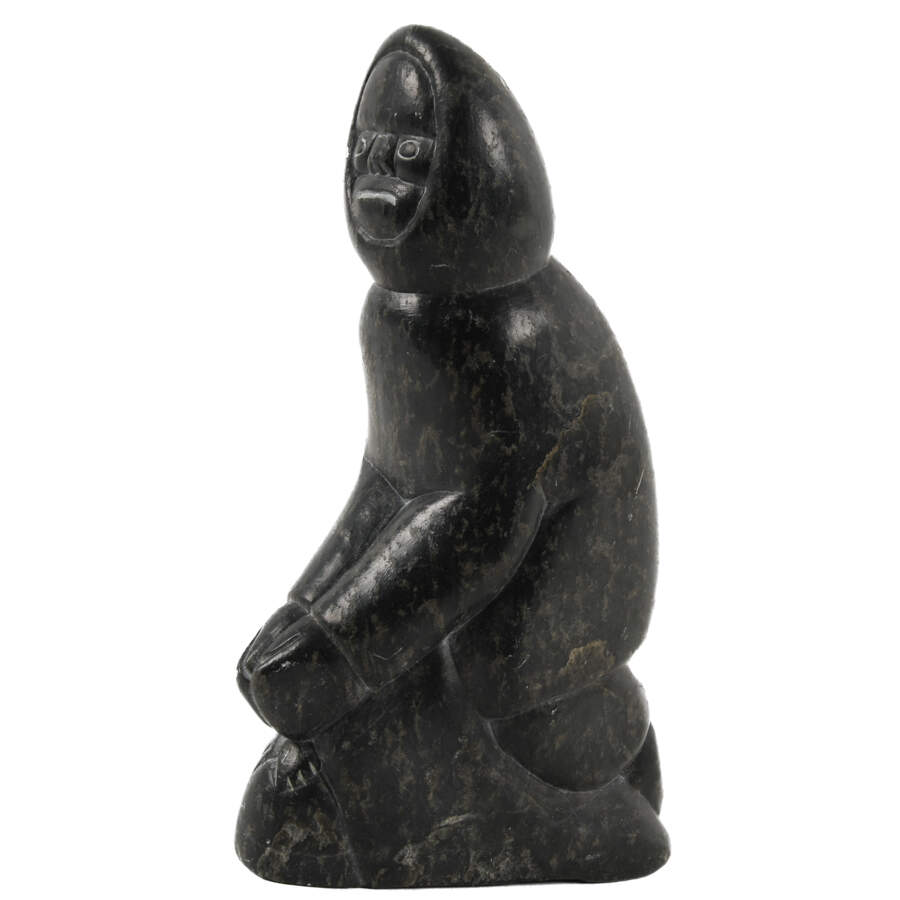 Carved Stone Inuit Eskimo Statue-3