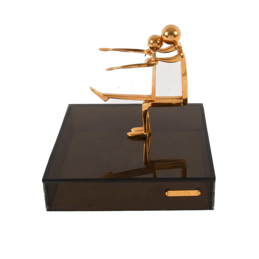 Modernist Couple Sculpture on Acrylic Base Signed Nash-1