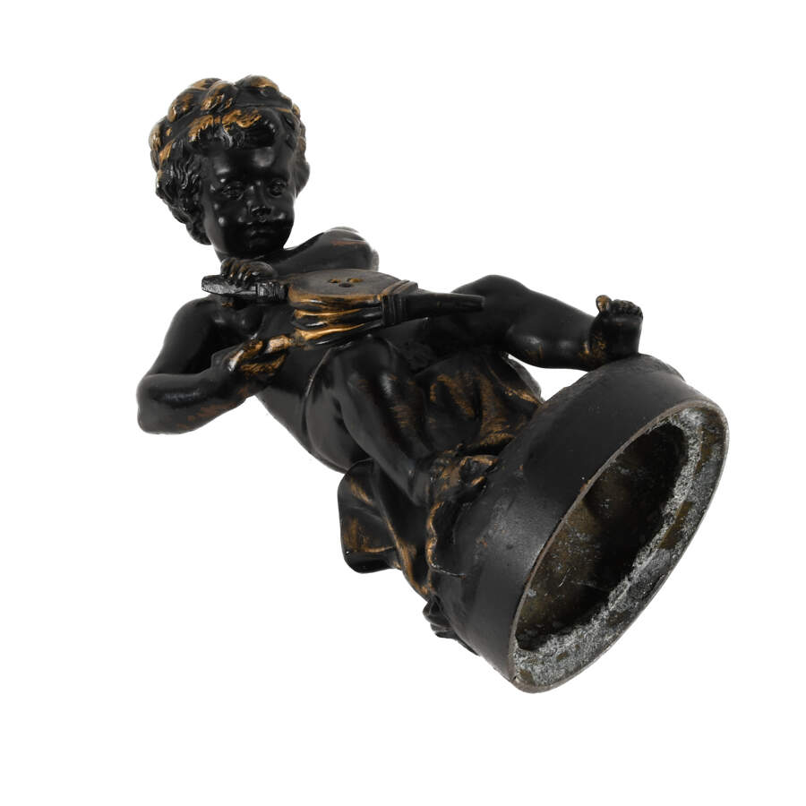 Bronze Seated Cherub Statue Signed H. Schwabe Lee-14