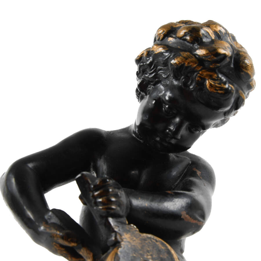 Bronze Seated Cherub Statue Signed H. Schwabe Lee-9