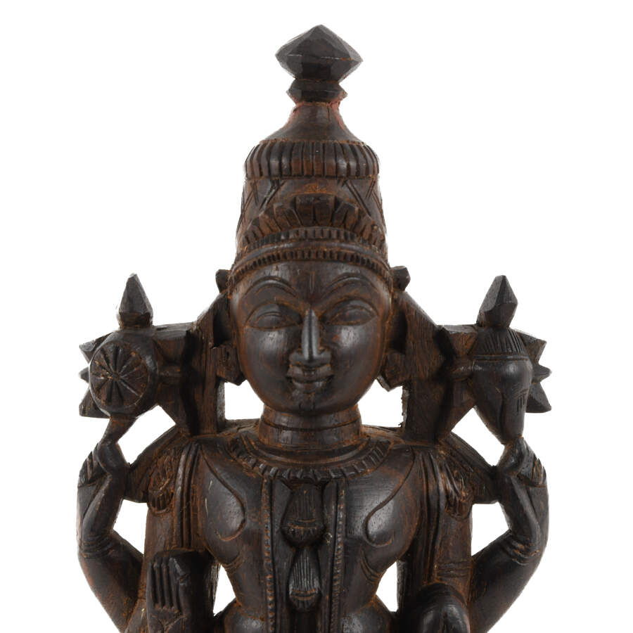 Antique Carved Wood Vishnu Dashavatara Statue-2