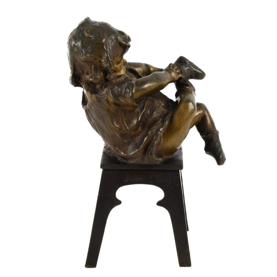 Bronze Sculpture "Girl with Shoe" After Juan Clara Ayats-6