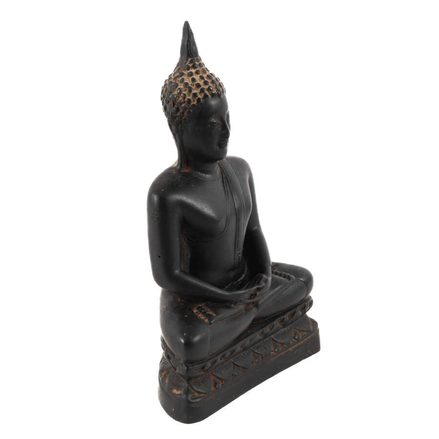 Antique Carved Stone Seated Thai Buddha-6