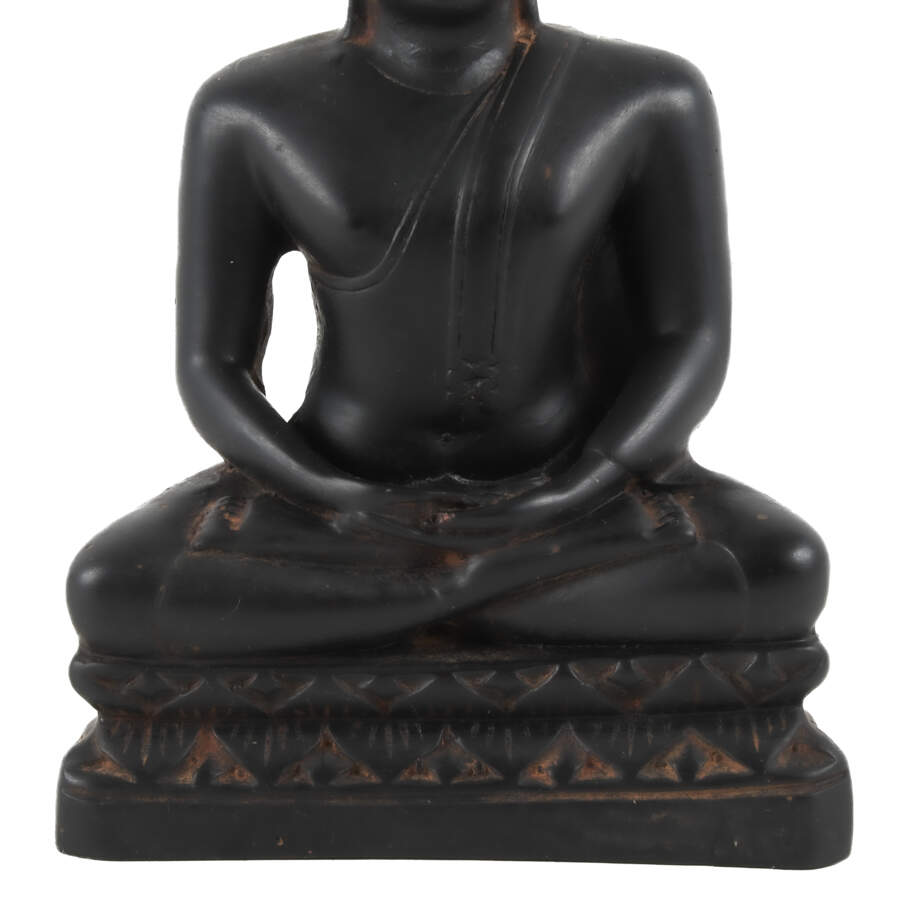 Antique Carved Stone Seated Thai Buddha-3