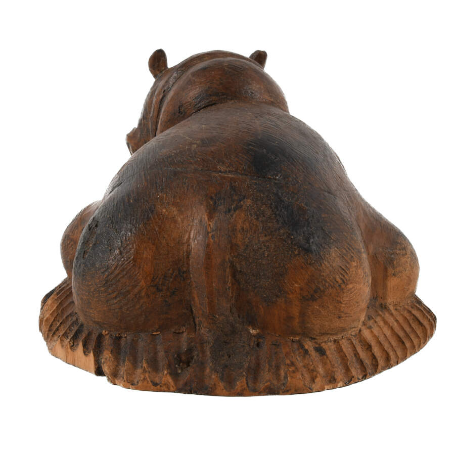 Carved Wood Baby Hippopotamus Statue-4