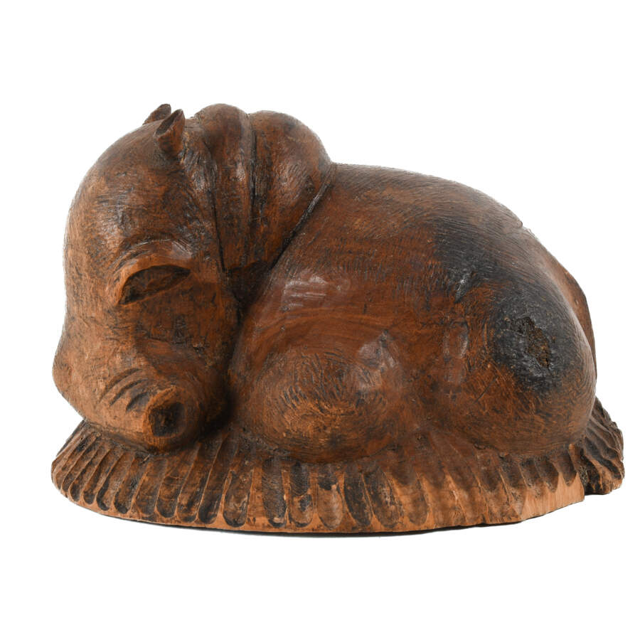 Carved Wood Baby Hippopotamus Statue-3