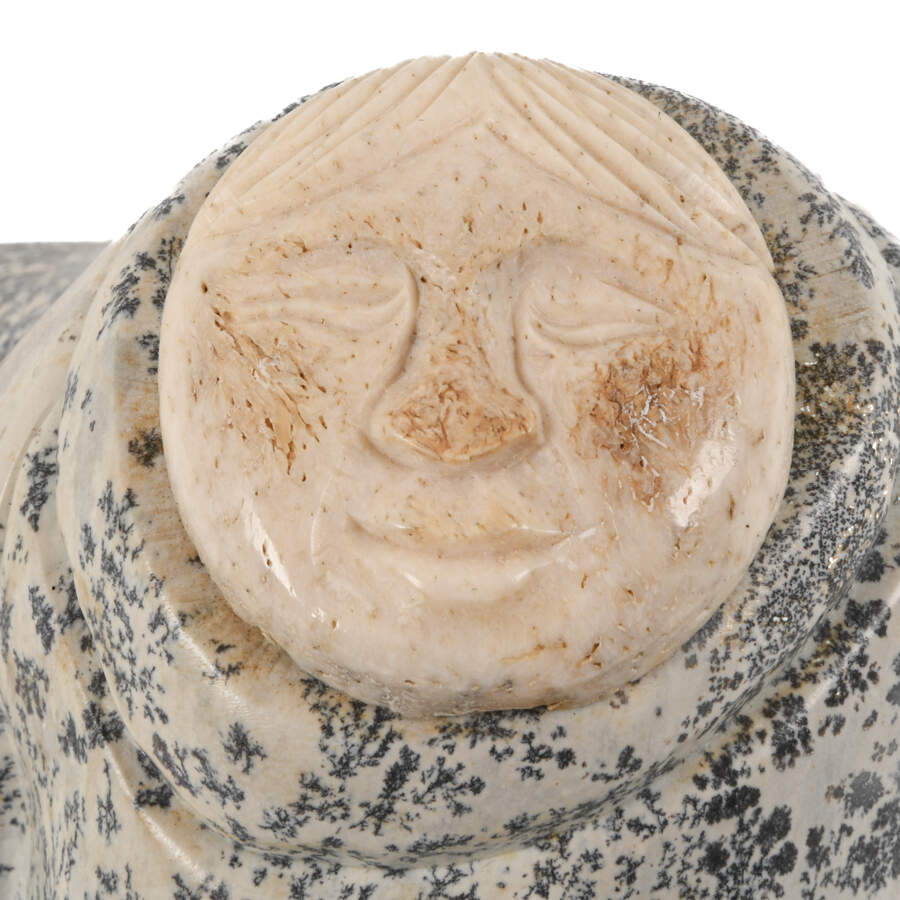 Carved Stone and Bone Eskimo Woman by Ronald Komok-2