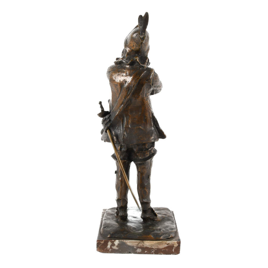 Signed Bronze Cyrano de Bergerac Statue on Marble Base-6