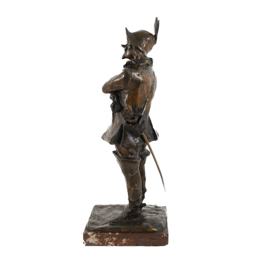 Signed Bronze Cyrano de Bergerac Statue on Marble Base-5