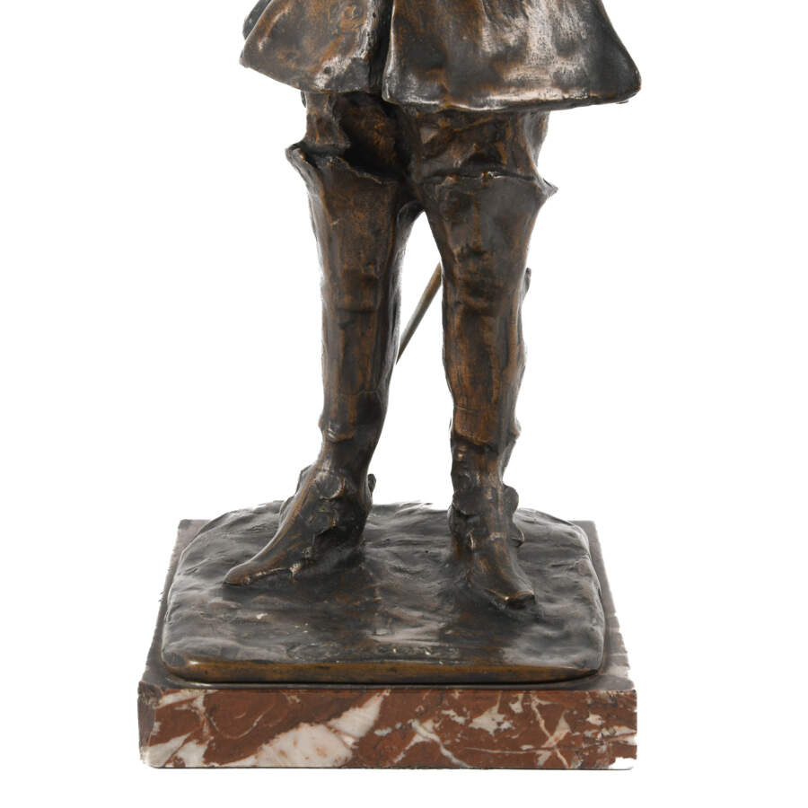 Signed Bronze Cyrano de Bergerac Statue on Marble Base-4