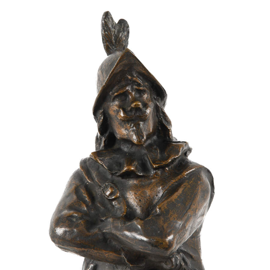 Signed Bronze Cyrano de Bergerac Statue on Marble Base-3
