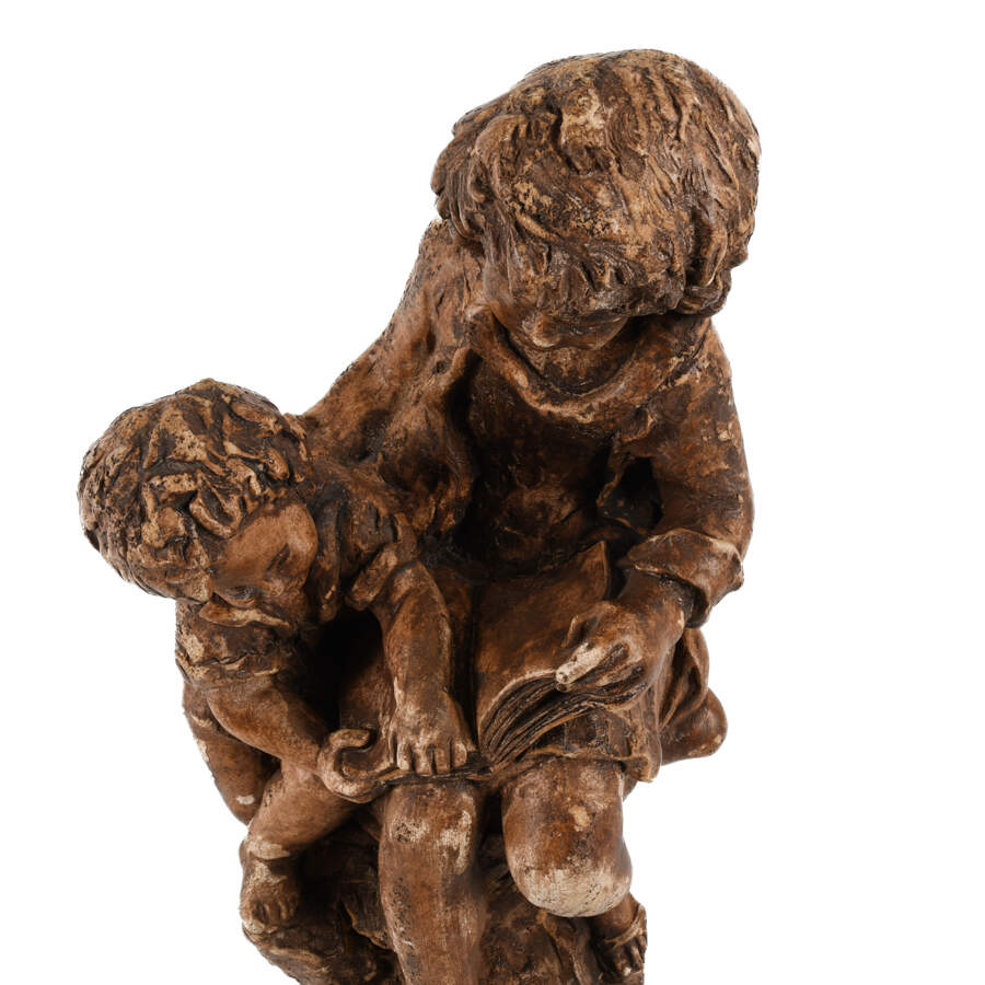 Plaster Reading Mother and Child Garden Sculpture-7