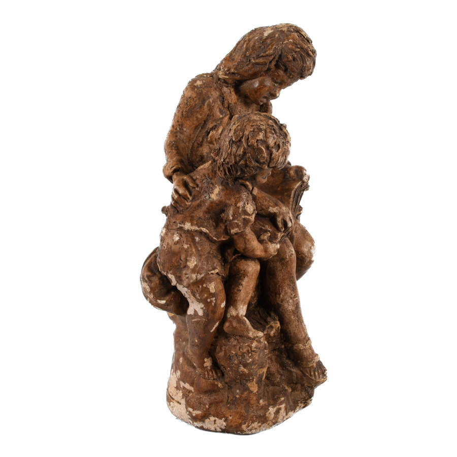 Plaster Reading Mother and Child Garden Sculpture-6