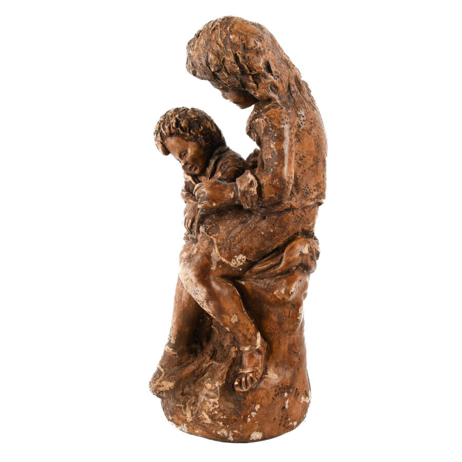 Plaster Reading Mother and Child Garden Sculpture-4