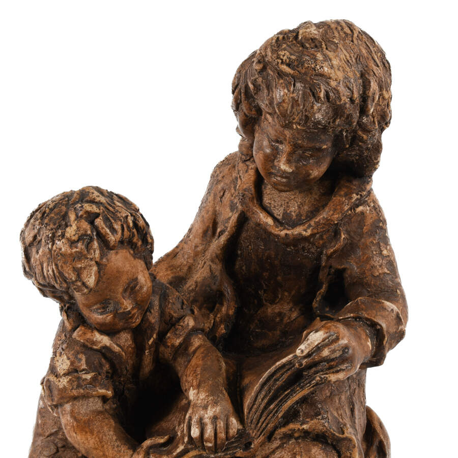 Plaster Reading Mother and Child Garden Sculpture-2