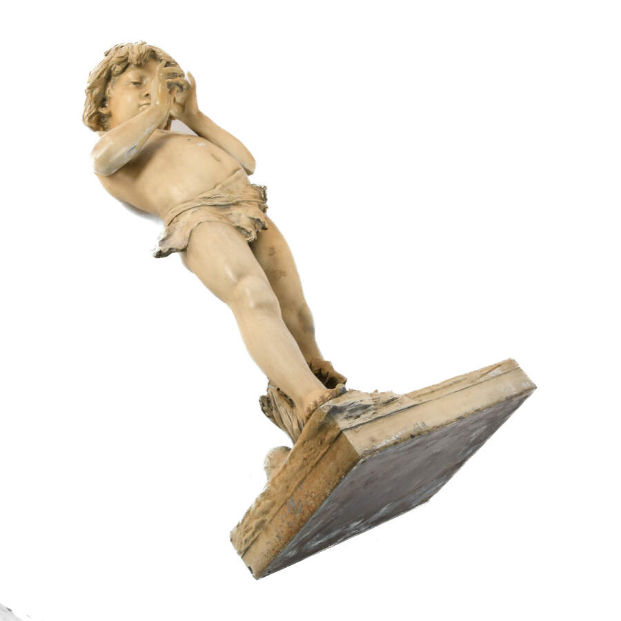 Antique Cast Metal Putti Statue-8