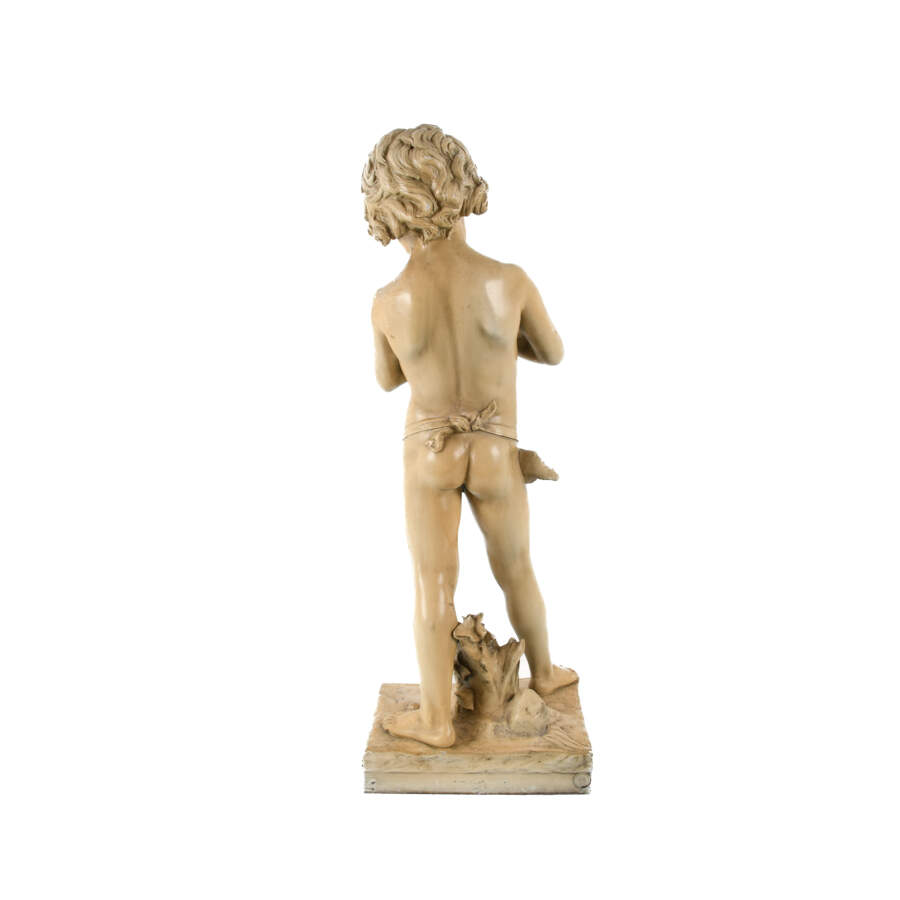 Antique Cast Metal Putti Statue-6