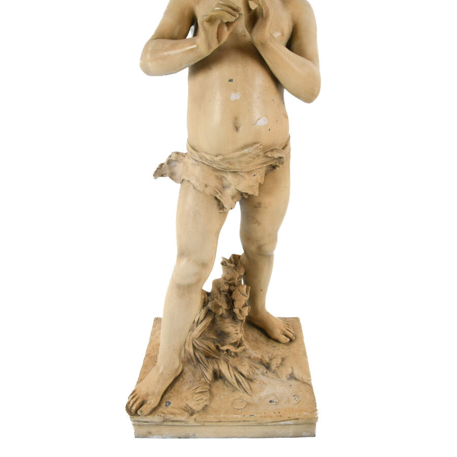 Antique Cast Metal Putti Statue-4