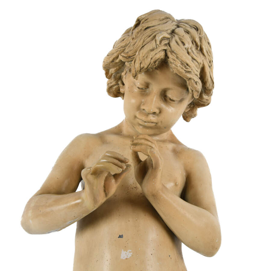Antique Cast Metal Putti Statue-3