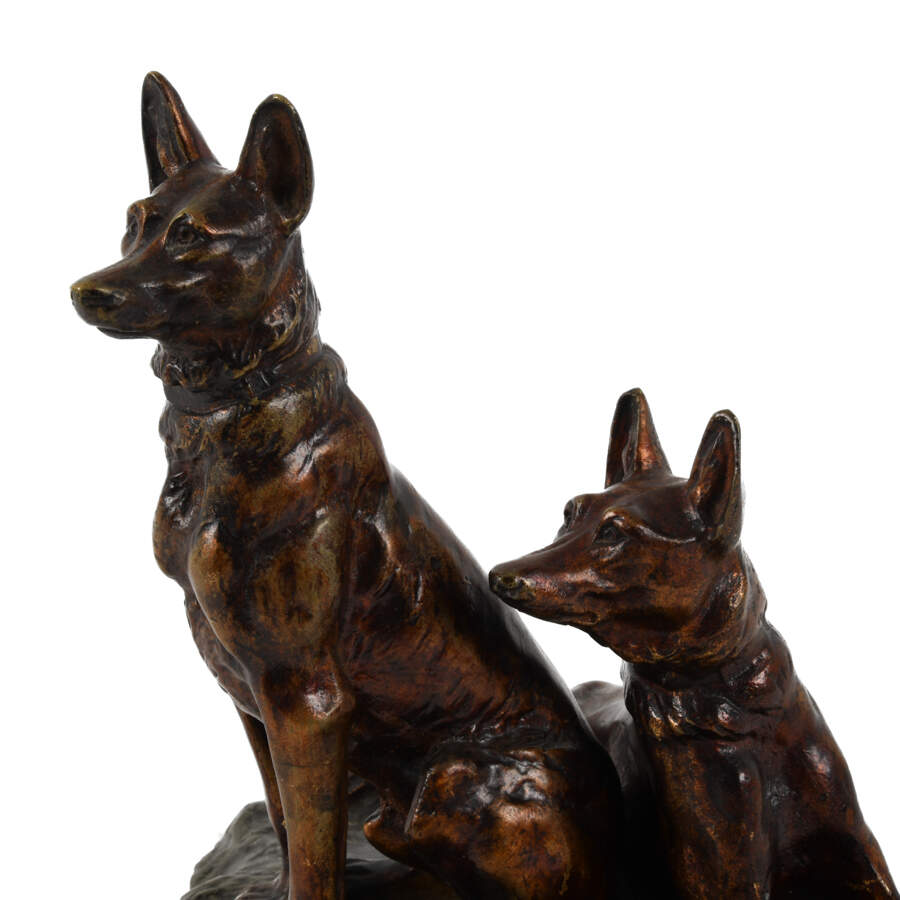 Antique Bronze German Shepherd Dog Grouping-5